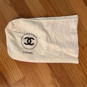 CHANEL Black and White Logo Storage Pouch 6x11”